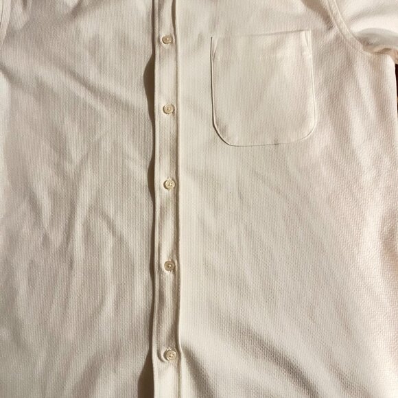 NEW ZARA MENS LONG SLEEVE TEXTURED SHIRT TOP M ECRU WITH FRONT POCKET - Picture 4 of 7